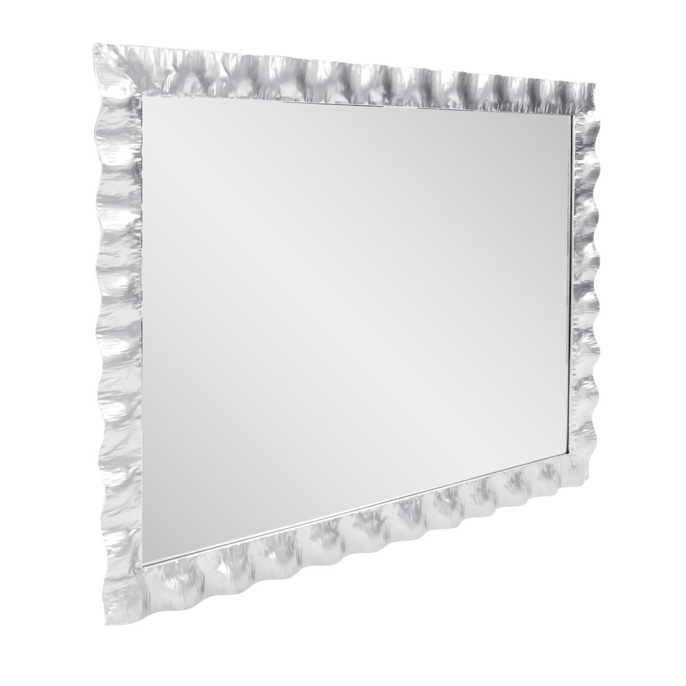 La Bailadora Bright Silver Ruffled Metal Vanity Mirror. Picture 5