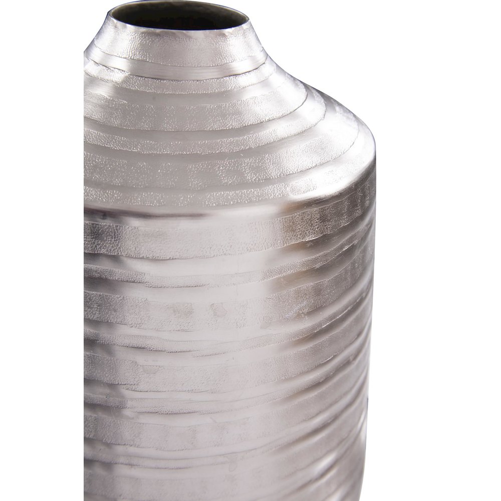 Chiseled Silver Cylinder Vase- Large. Picture 2