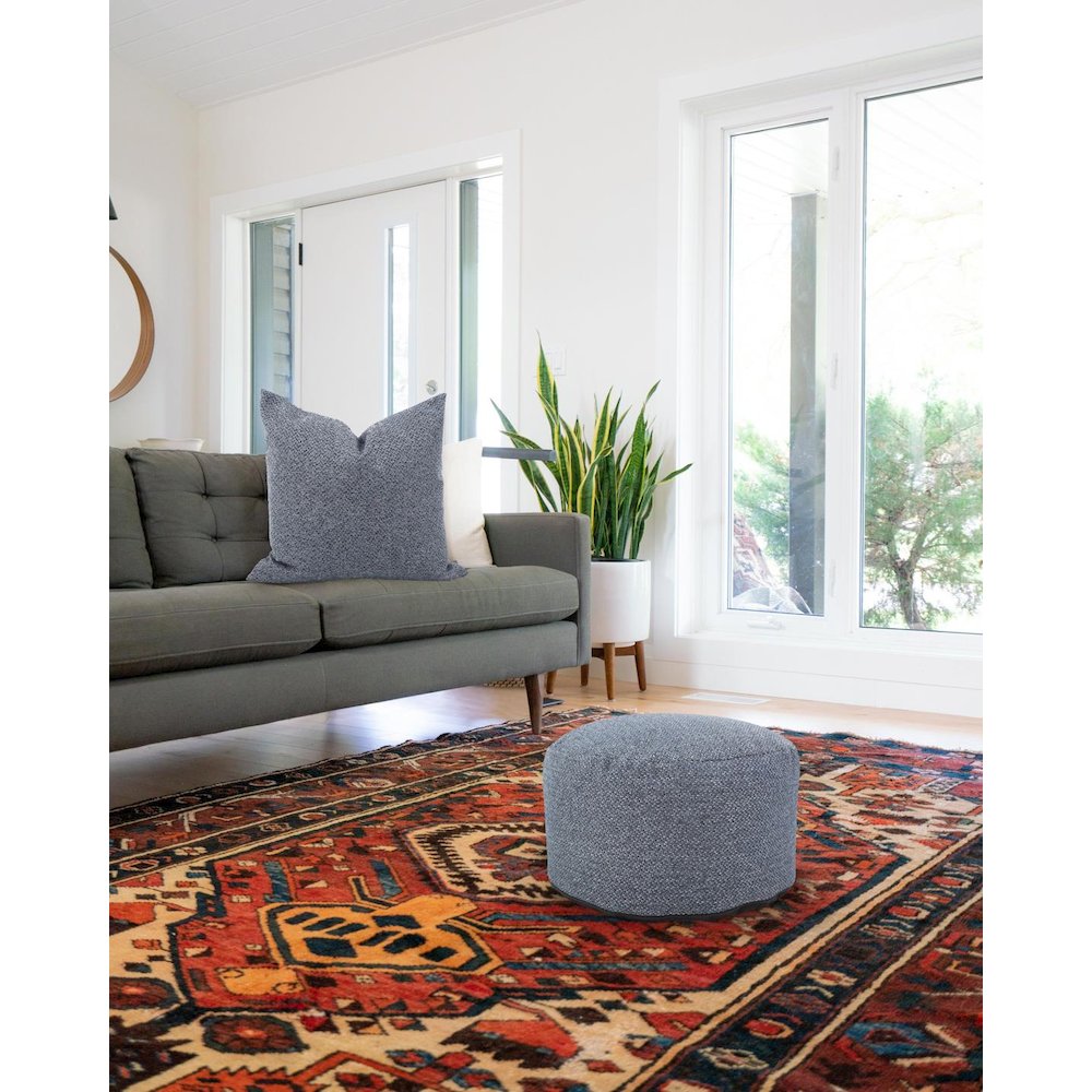 Round Foot Pouf Panama Indigo. Picture 2