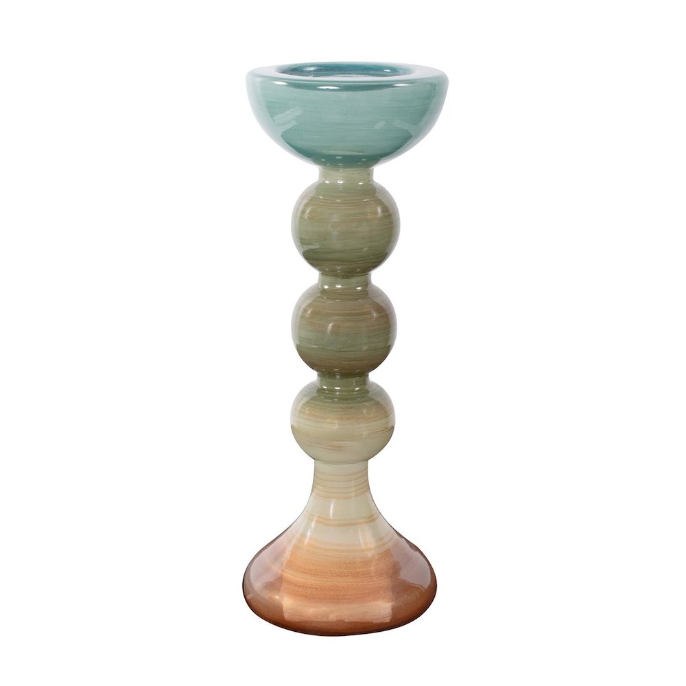 Capri Stripe Glass Candle Holder- Tall. Picture 2