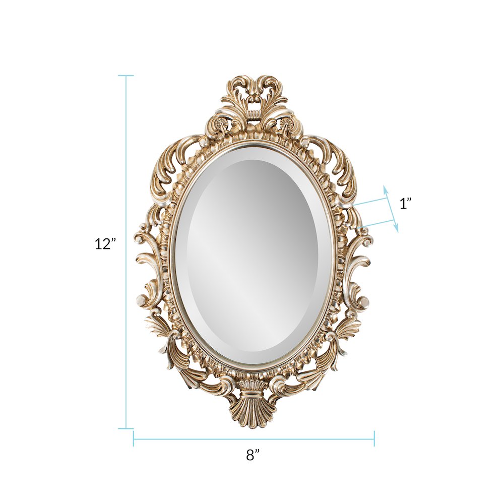 French D' Amboise Collection of Silver Petite Mirrors- Oval. Picture 8