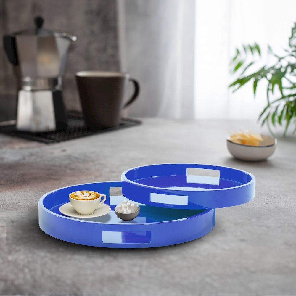 Saint Tropez Round Tray Set of 2 - Classic Navy. Picture 8