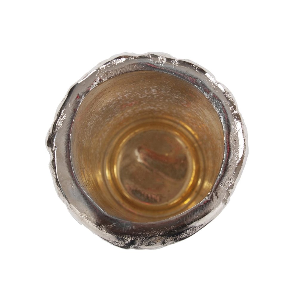 Arctic Glacier Glass Pillar Holder with Aluminum Molten Top Tall. Picture 6