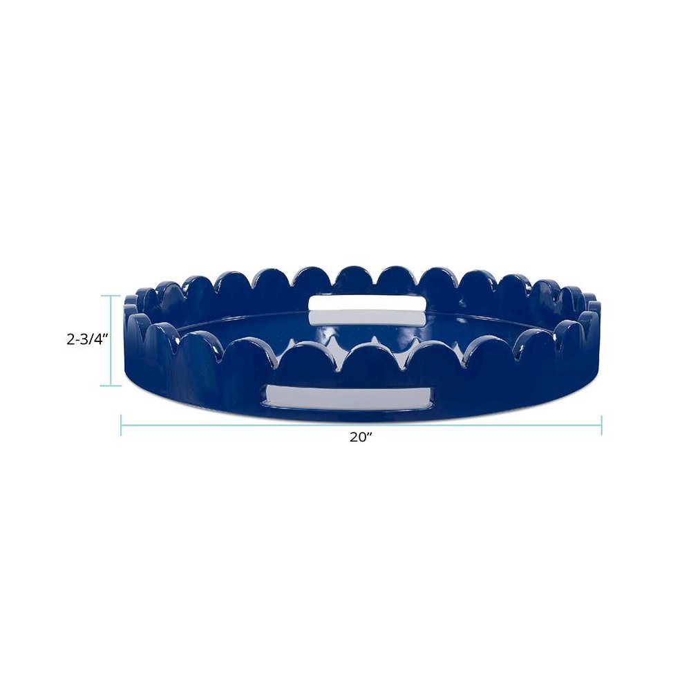 Round Scalloped Riviera Tray - Blue. Picture 6