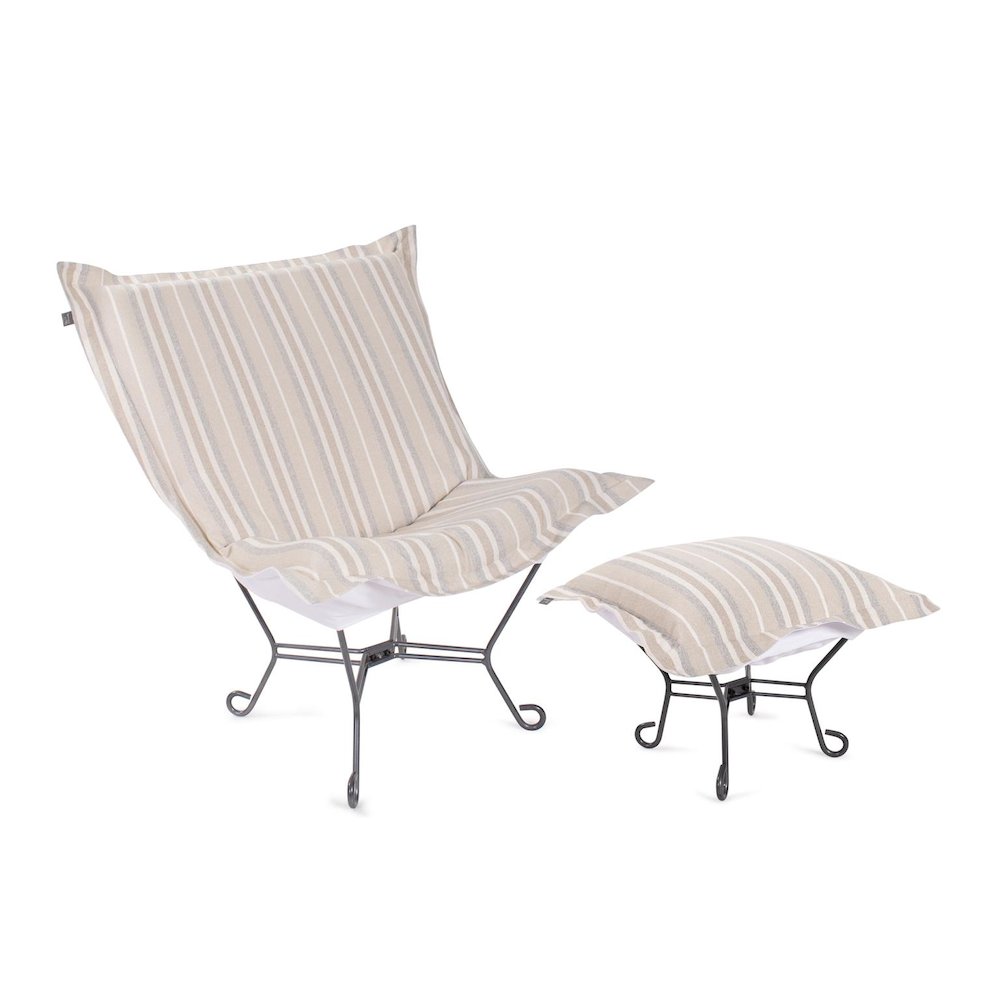 Indoor/Outdoor Puff Scroll Chair Dune Sand. Picture 7