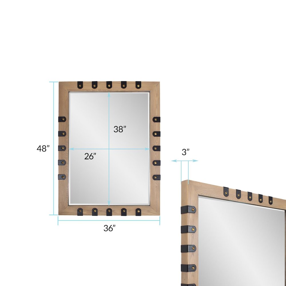 Robin Baron Leather Wrapped Mirror. Picture 8