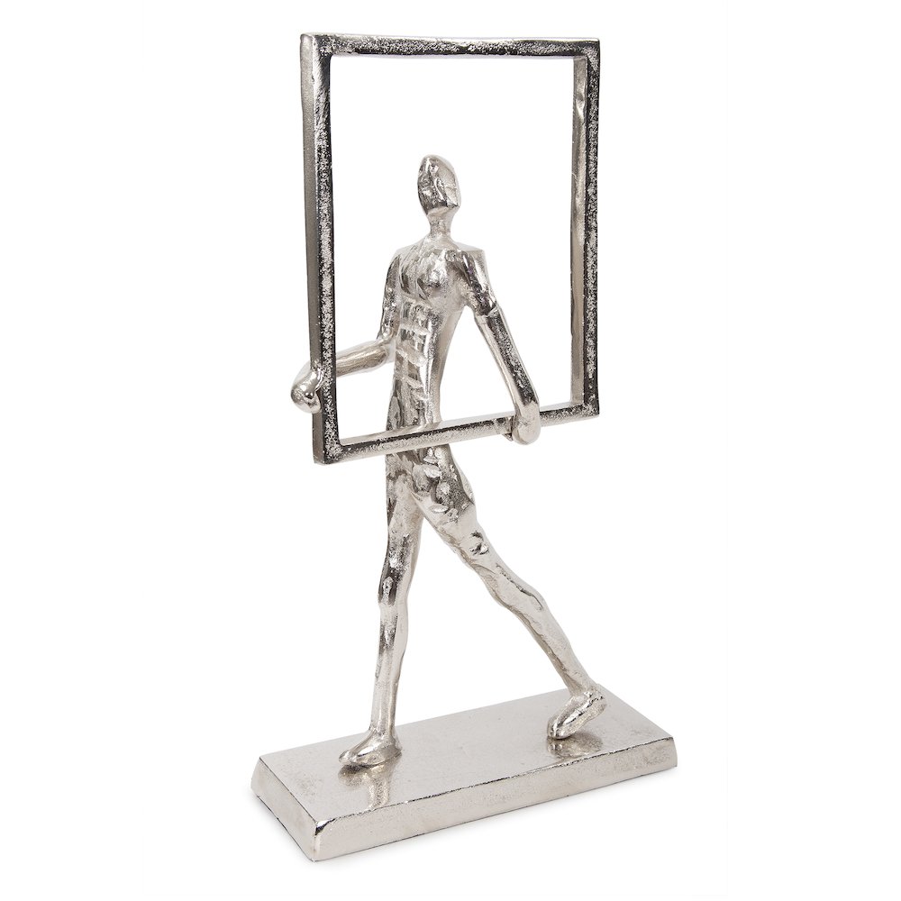 Rough Nickle Man w/Square Frame Sculpture. Picture 3