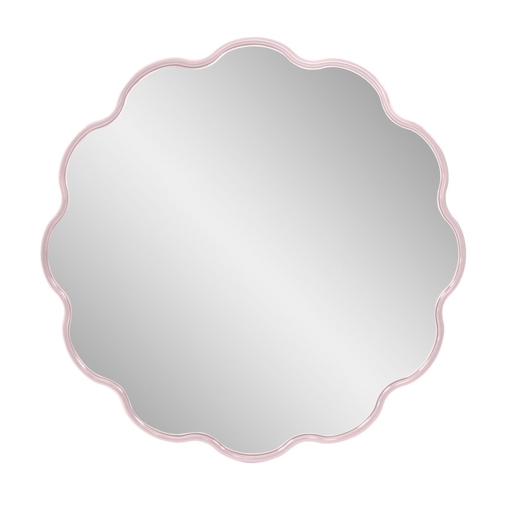 Kushi Round Scalloped Edge Mirror in Glossy Lilac. Picture 1
