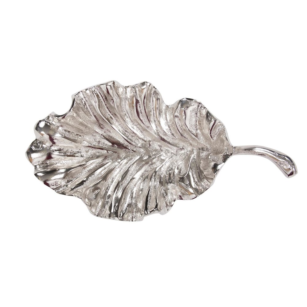 Calathea Leaf Polished Silver Sculpture- Small. Picture 8
