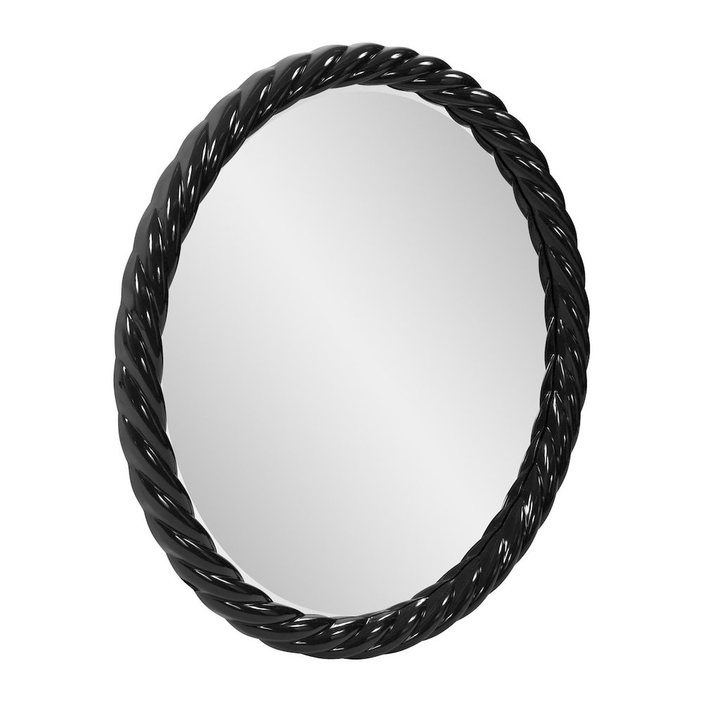 Gita Braided Round Mirror in Glossy Black. Picture 2