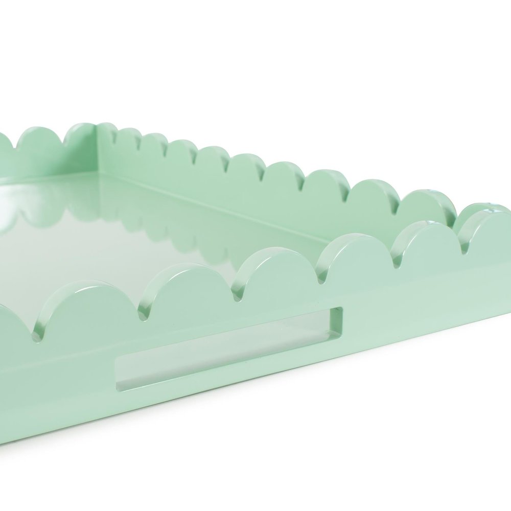 Rectangle Scalloped Riviera Tray - Sage Green. Picture 4