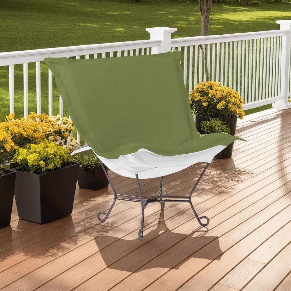 Patio Scroll Puff Chair Seascape Moss Titanium Frame. Picture 2