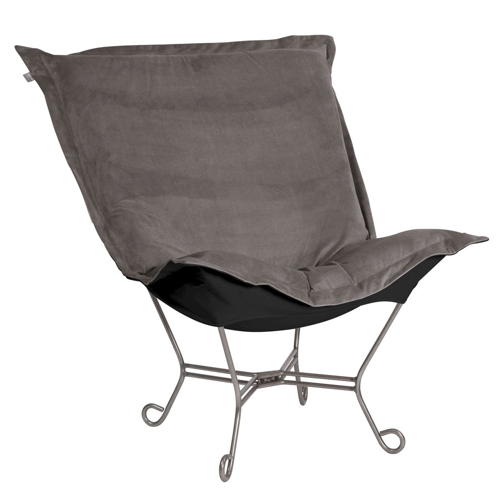 Scroll Puff Chair Bella Pewter Titanium Frame. Picture 1