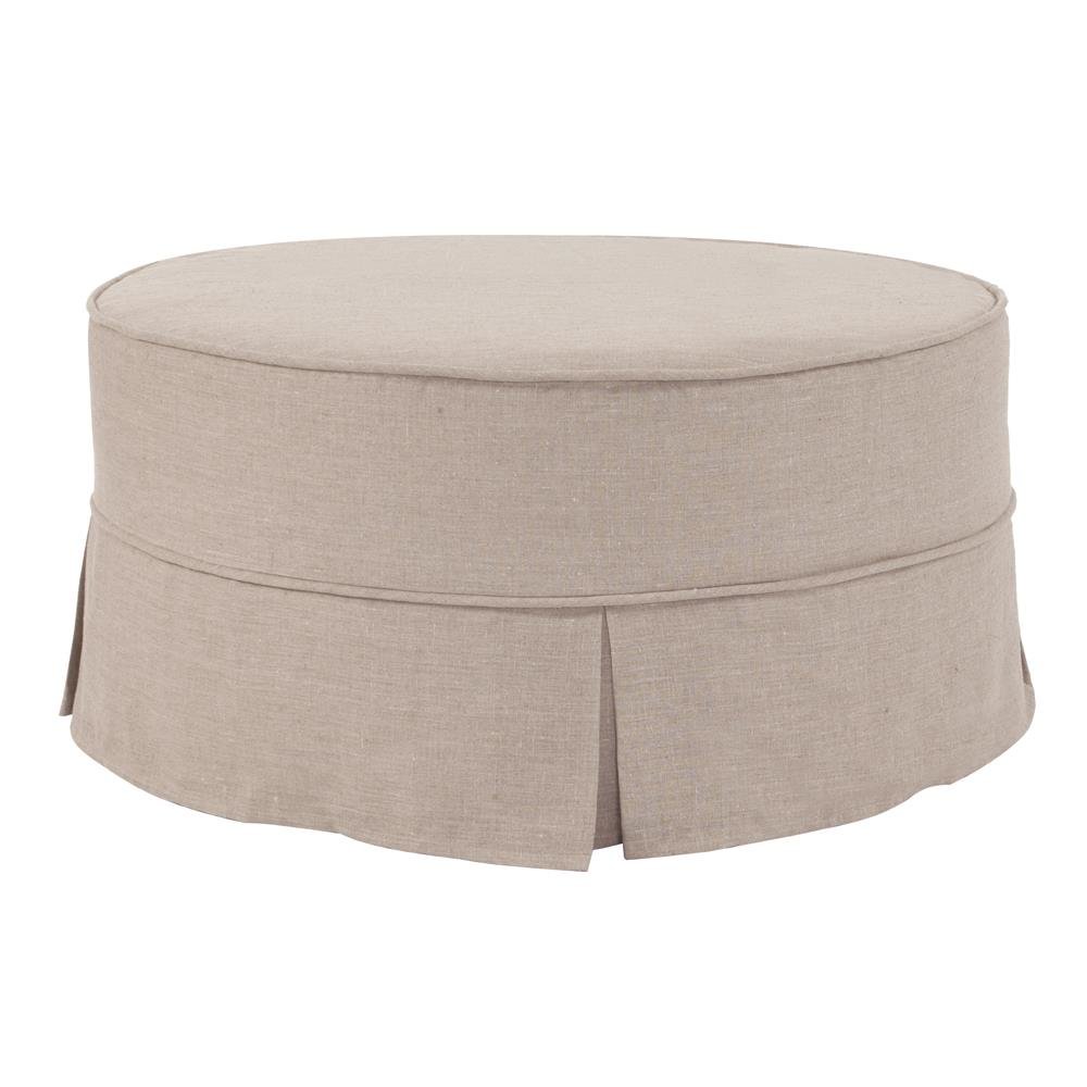 Universal 36" Round Prairie Linen Natural - Skirted. Picture 1