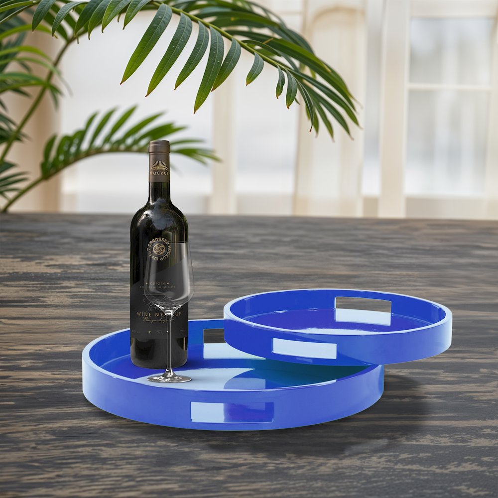 Saint Tropez Round Tray Set of 2 - Classic Navy. Picture 9