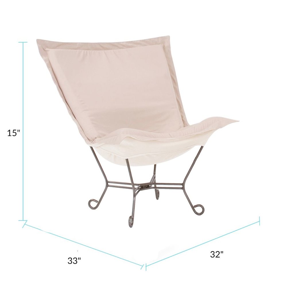 Patio Scroll Puff Chair Seascape Sand Titanium Frame. Picture 6