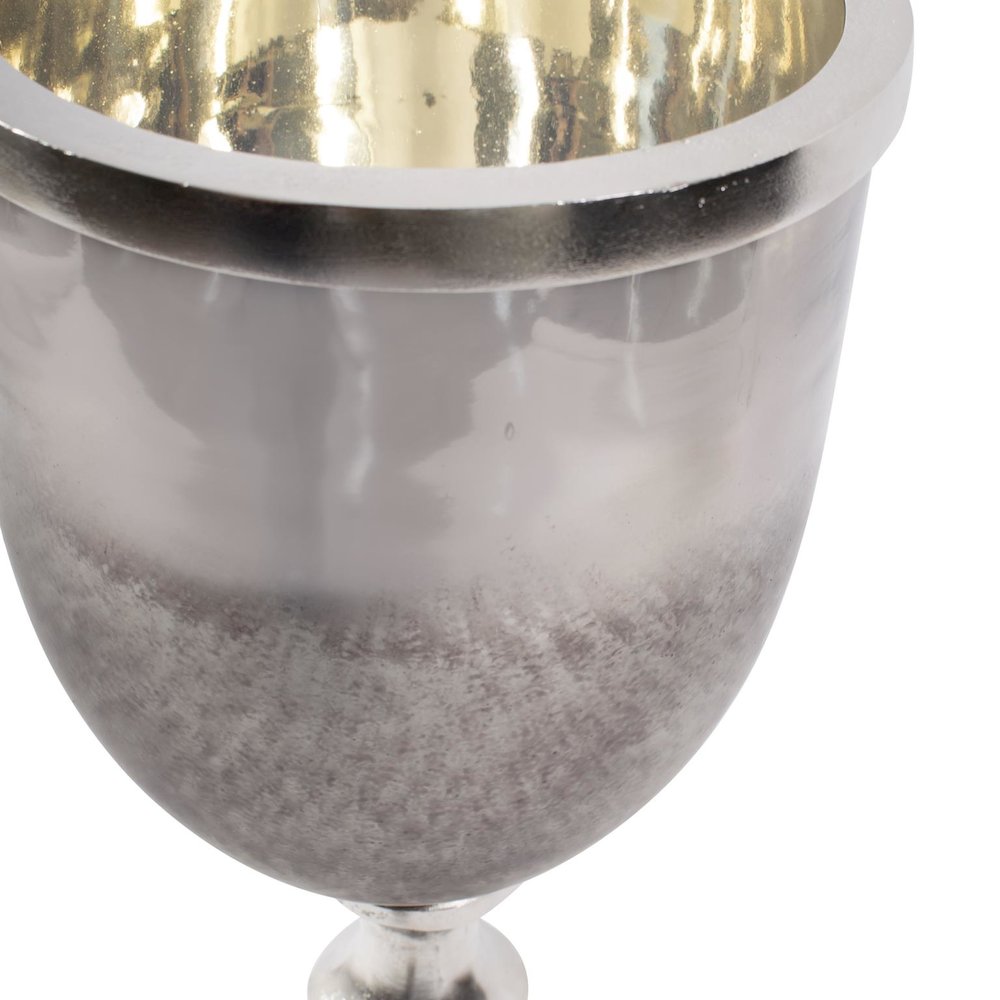 Black Diamond Glass Chalise on a Nickel Turned Metal Stand- Medium. Picture 3