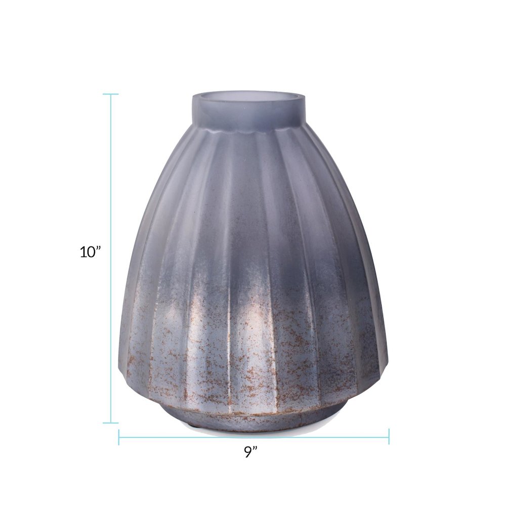 Cool Ice Blue Ribbed Vessel- Short. Picture 7