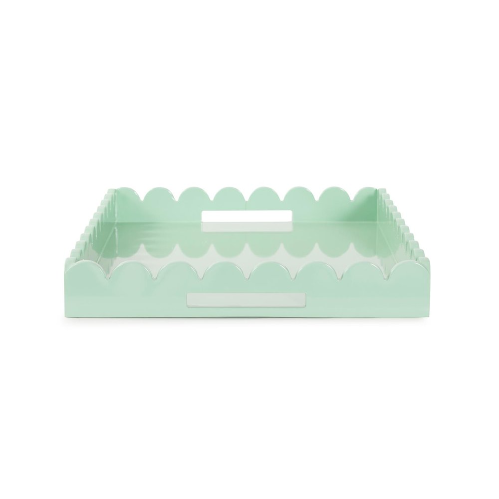 Rectangle Scalloped Riviera Tray - Sage Green. Picture 6