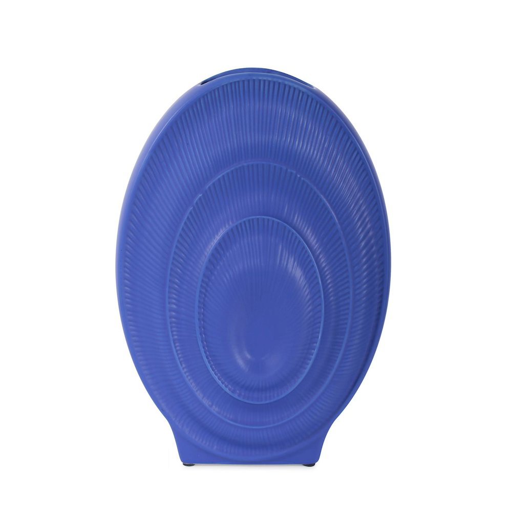 Radiant Blue Short Ceramic Vase. Picture 1