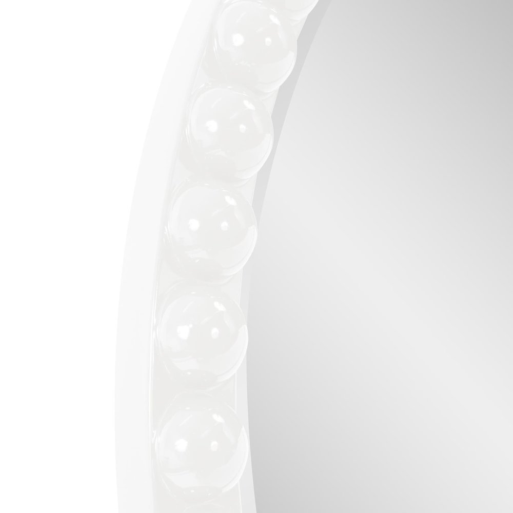 Varsha Round Oversized Beaded Mirror in Glossy White. Picture 3