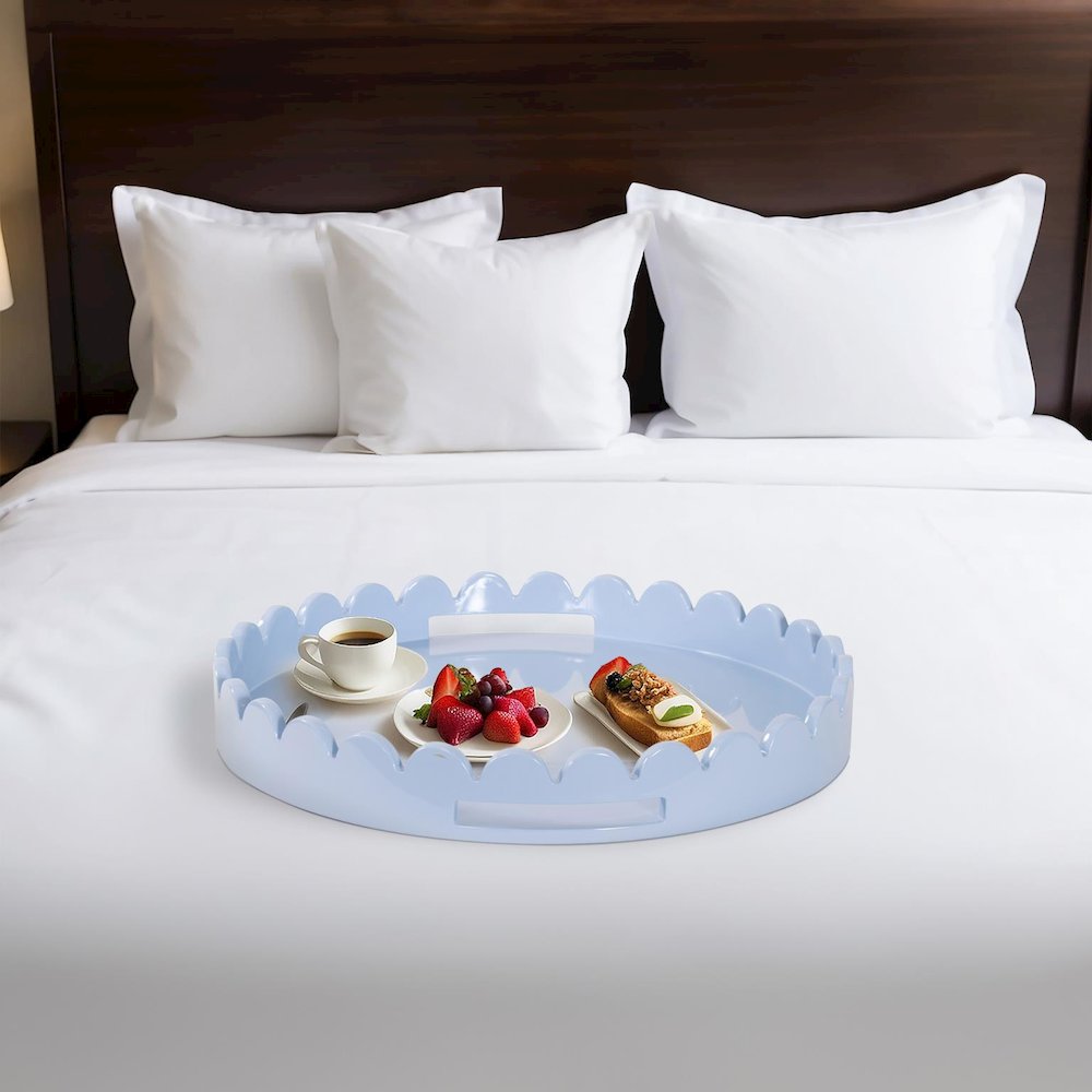 Round Scalloped Riviera Tray - Baby Blue. Picture 8