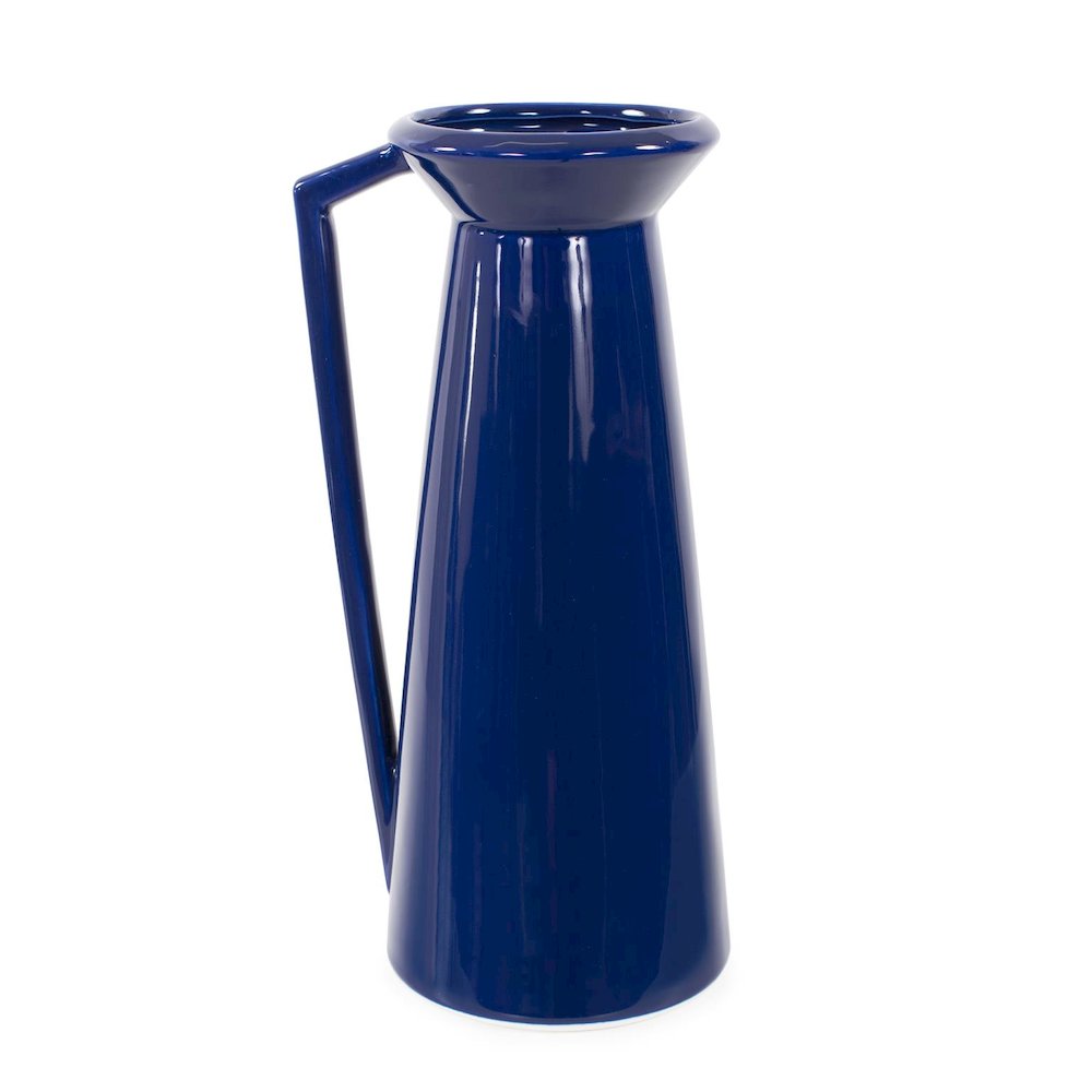 Bella Sapphire Blue Short Ceramic Pitcher. Picture 1