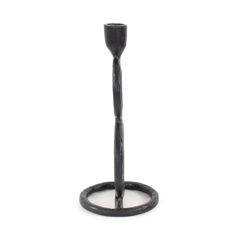 Double Circle Arman Aluminum Candlestick in Black. Picture 7