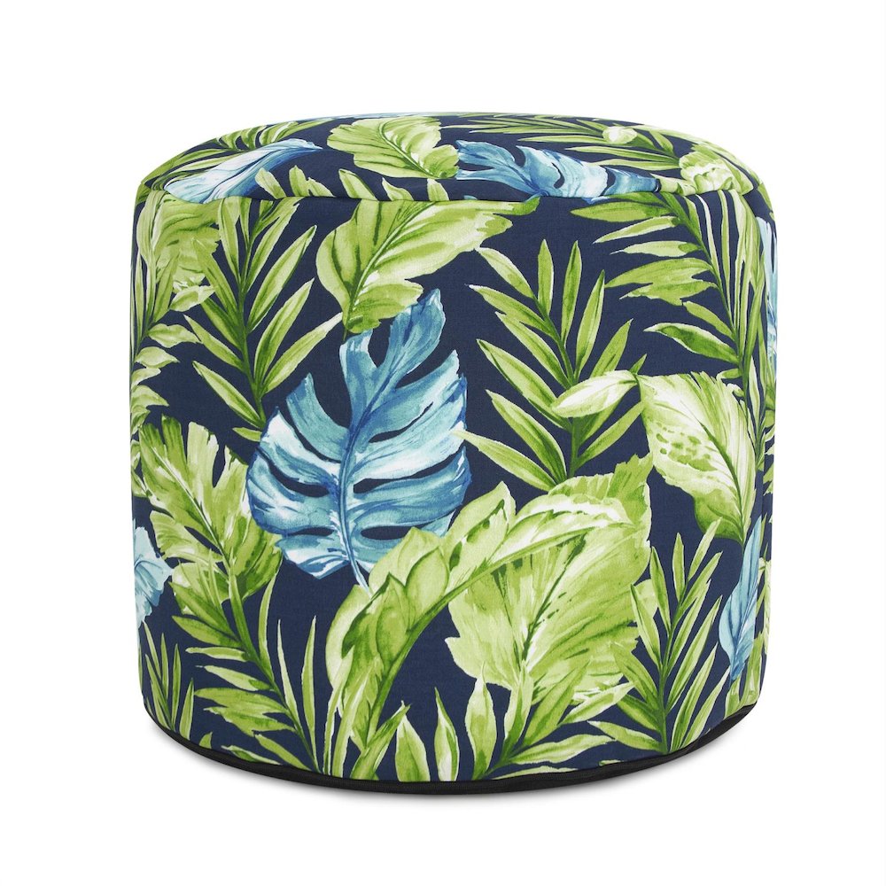 Outdoor Round Tall Pouf Cardoon Indigo. Picture 1