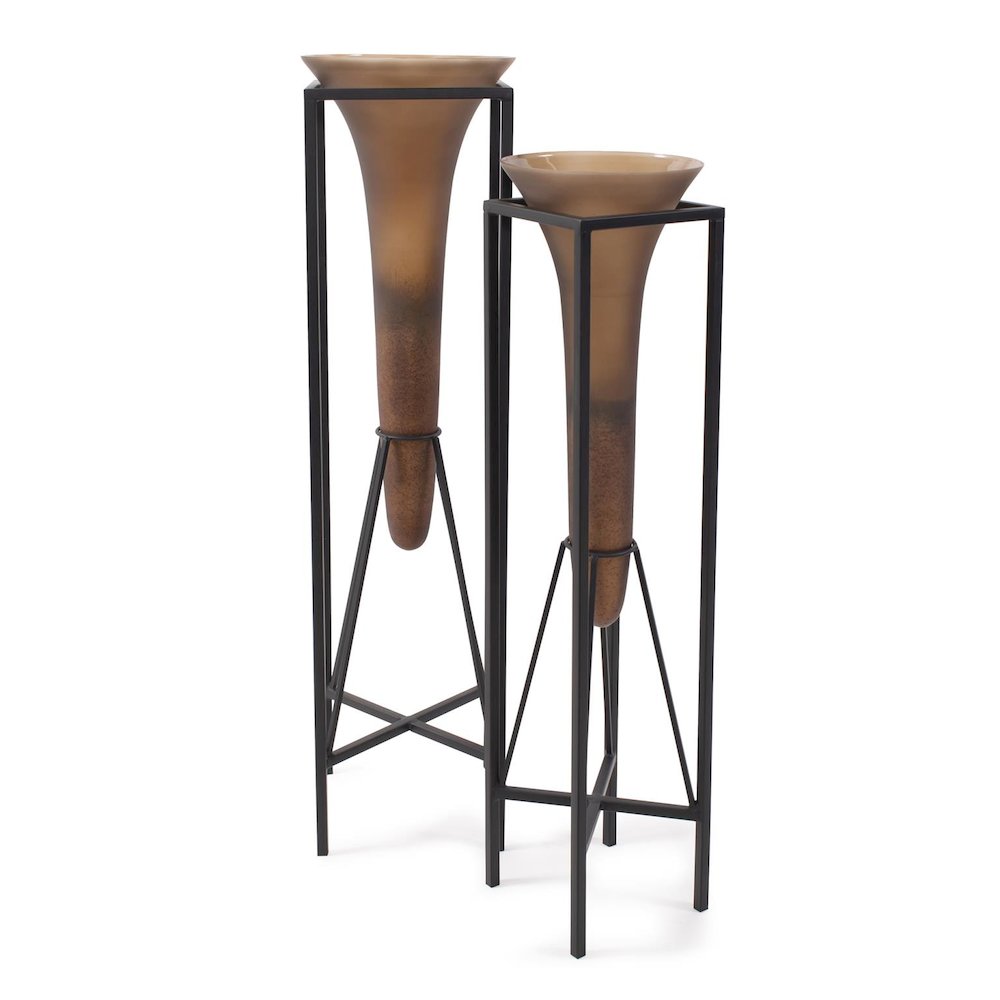 Bronze Euler Drop Vase with Black Iron Stand- Extra Large. Picture 7