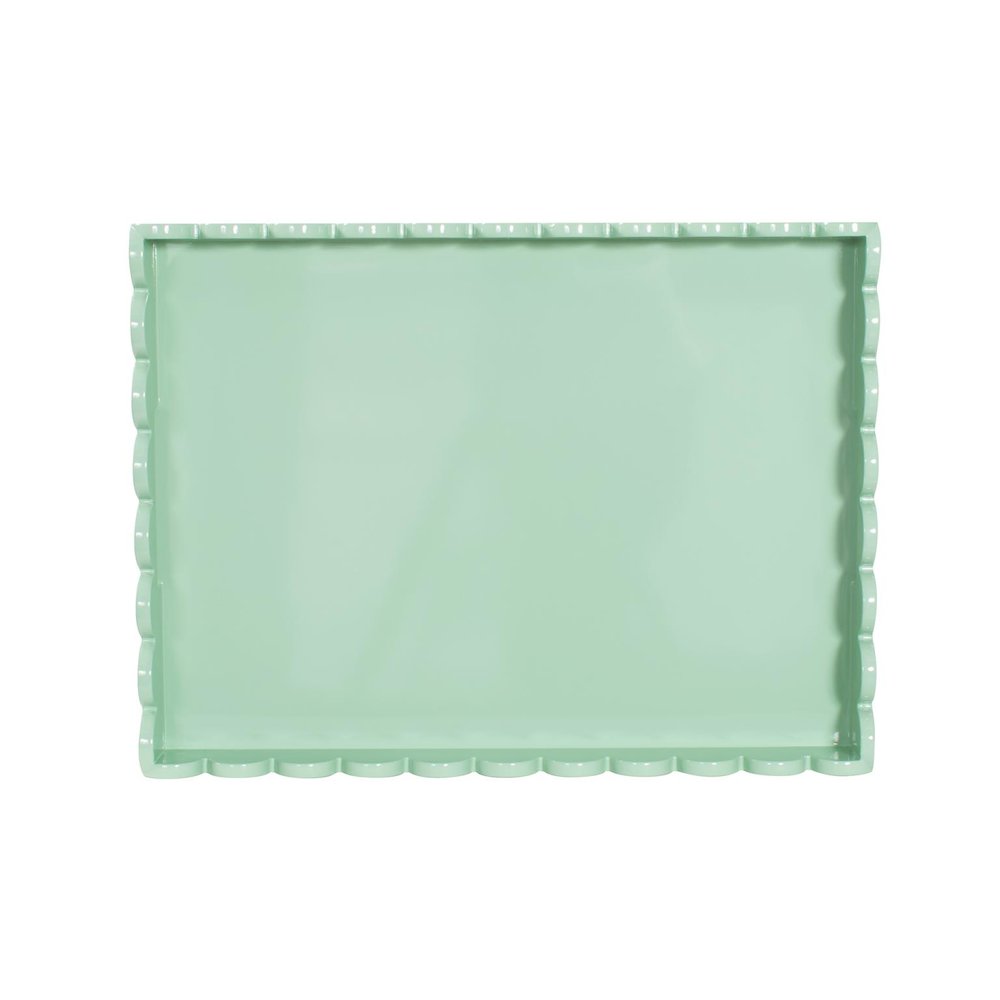 Rectangle Scalloped Riviera Tray - Sage Green. Picture 2