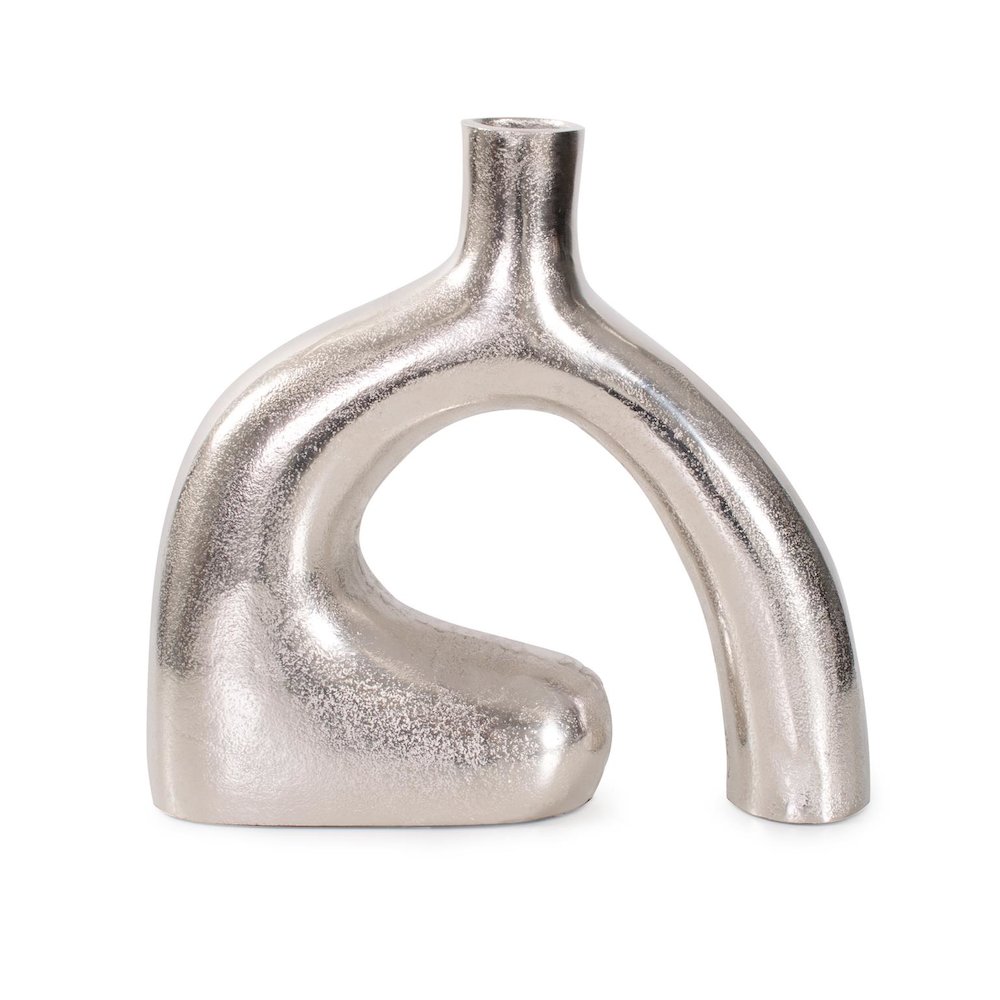 Shirin- Polished Silver Reverse Vase in Cast Aluminum- Short. Picture 1