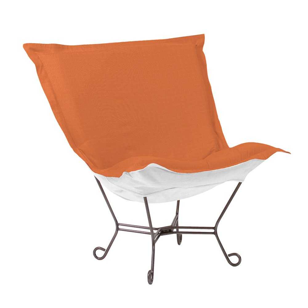 Patio Scroll Puff Chair Seascape Canyon Titanium Frame. Picture 1