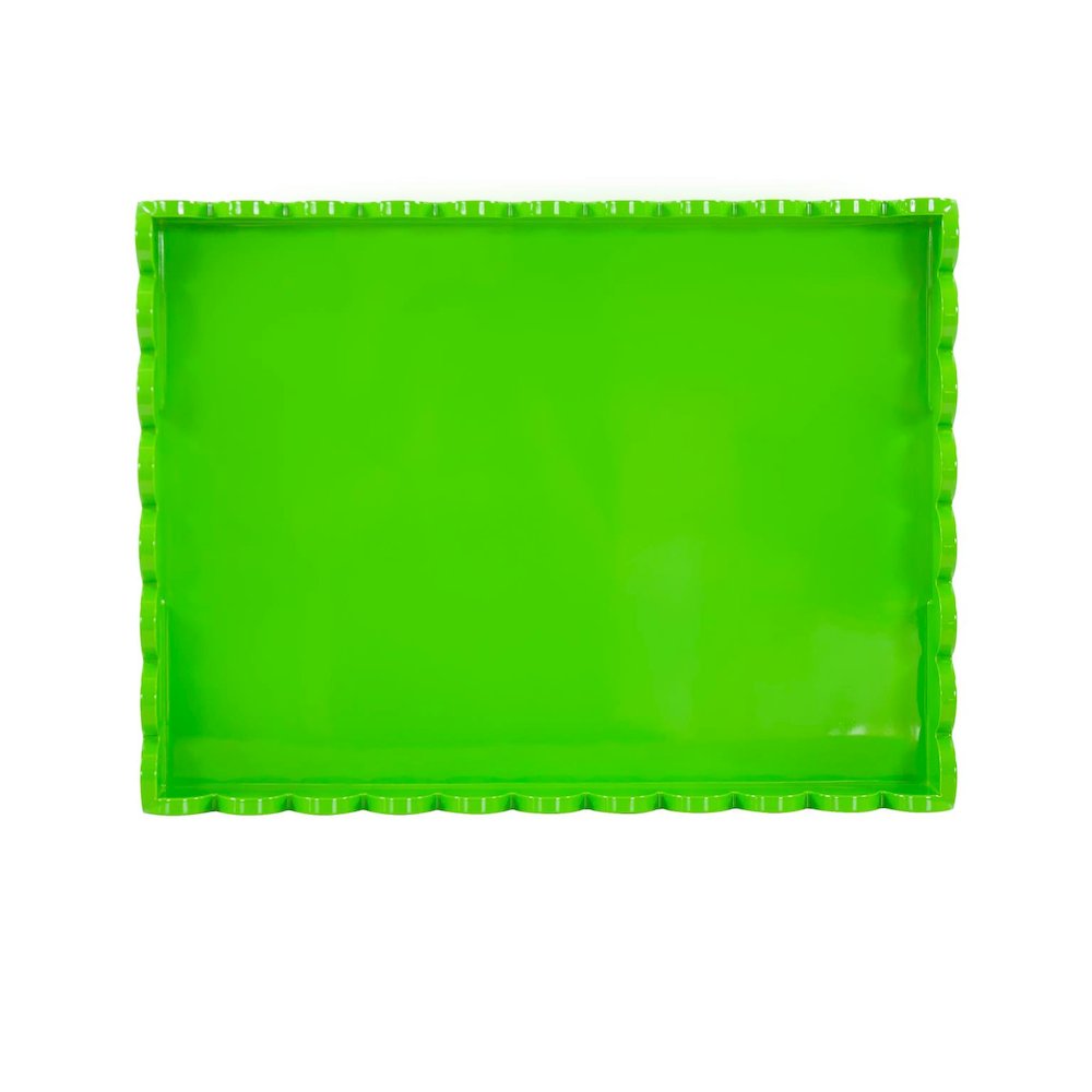 Rectangular Scalloped Riviera Tray - Green. Picture 4