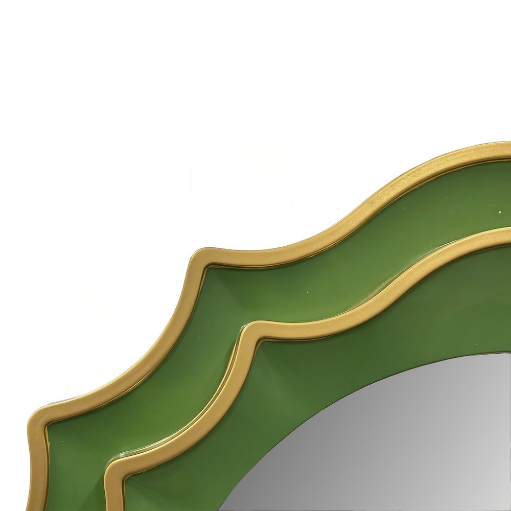 Ethan Round Scalloped Mirror Green. Picture 4