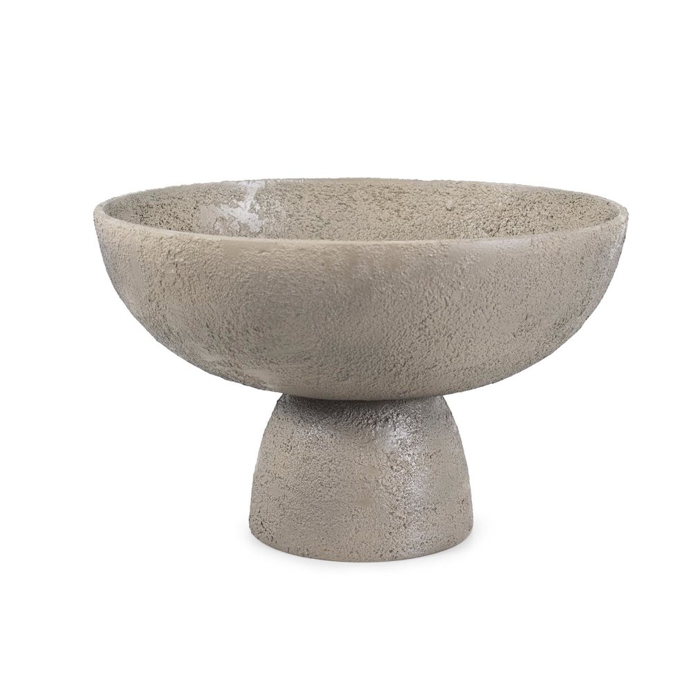 Textured Blanton Taupe Round Bowl. Picture 1