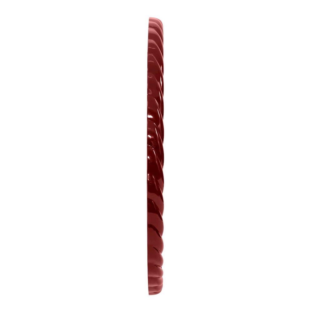 Gita Braided Round Mirror in Glossy Burgundy. Picture 4