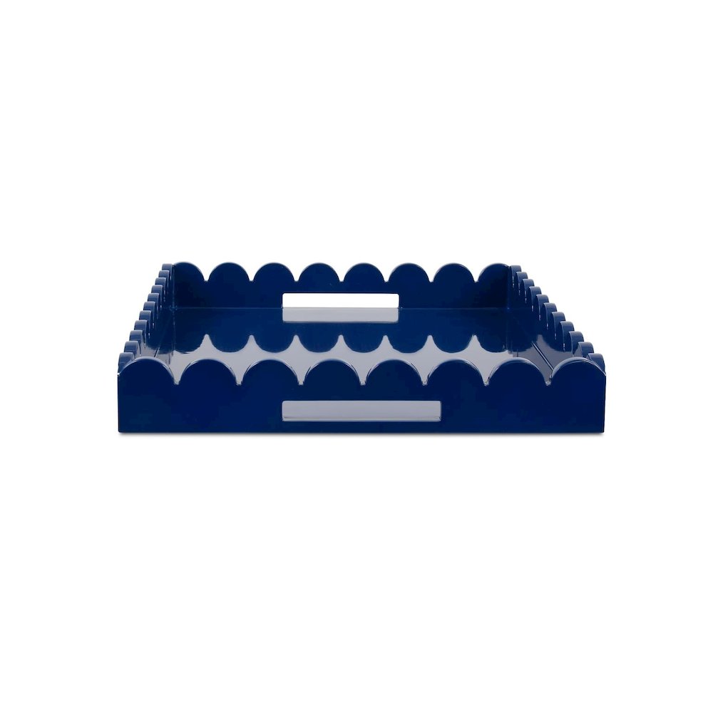 Rectangular Scalloped Riviera Tray - Blue. Picture 3