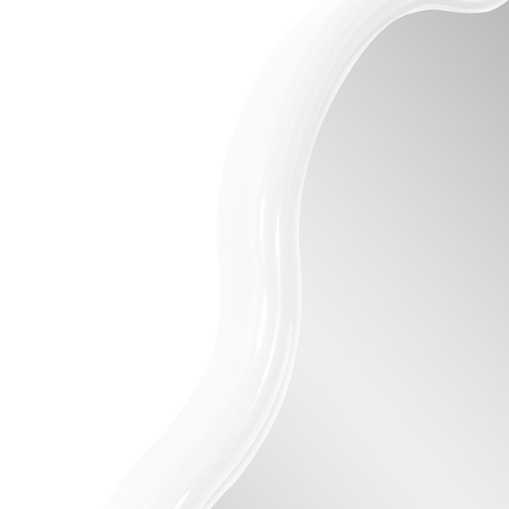 Kushi Round Scalloped Edge Mirror in Glossy White. Picture 3