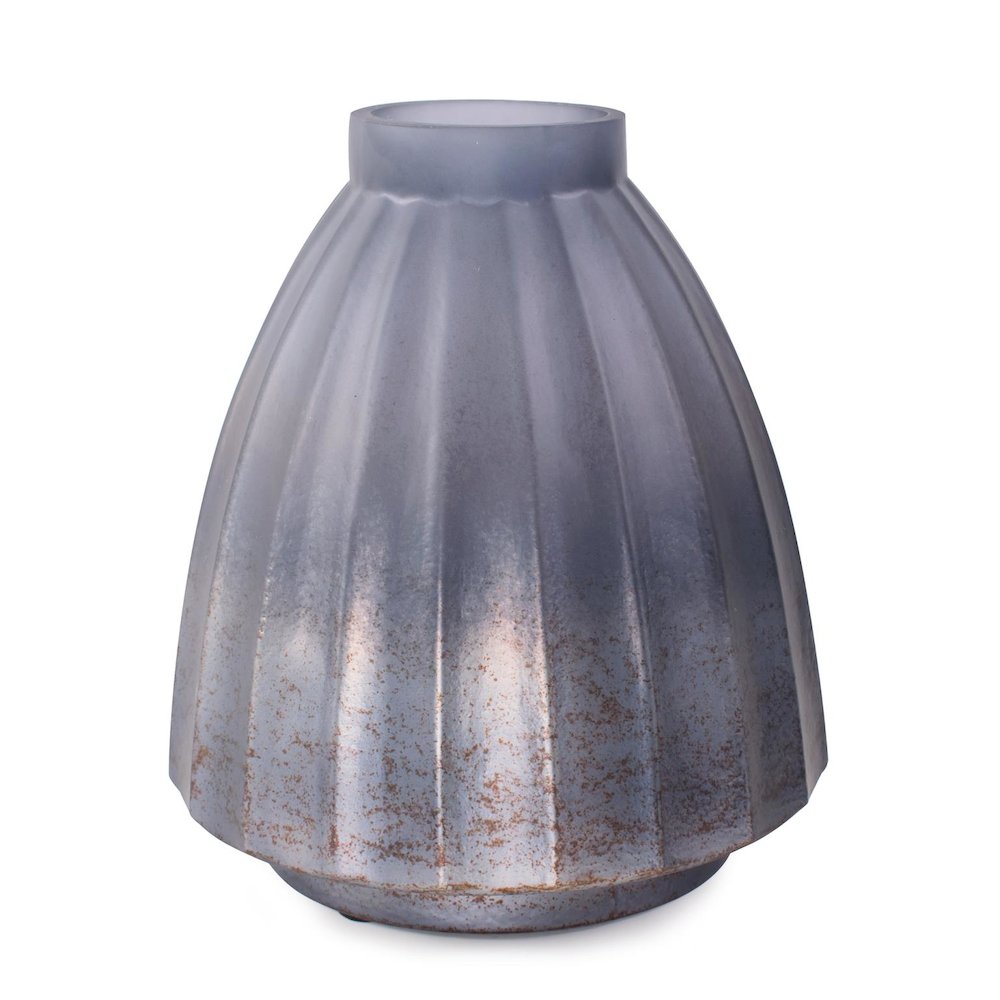 Cool Ice Blue Ribbed Vessel- Short. Picture 1