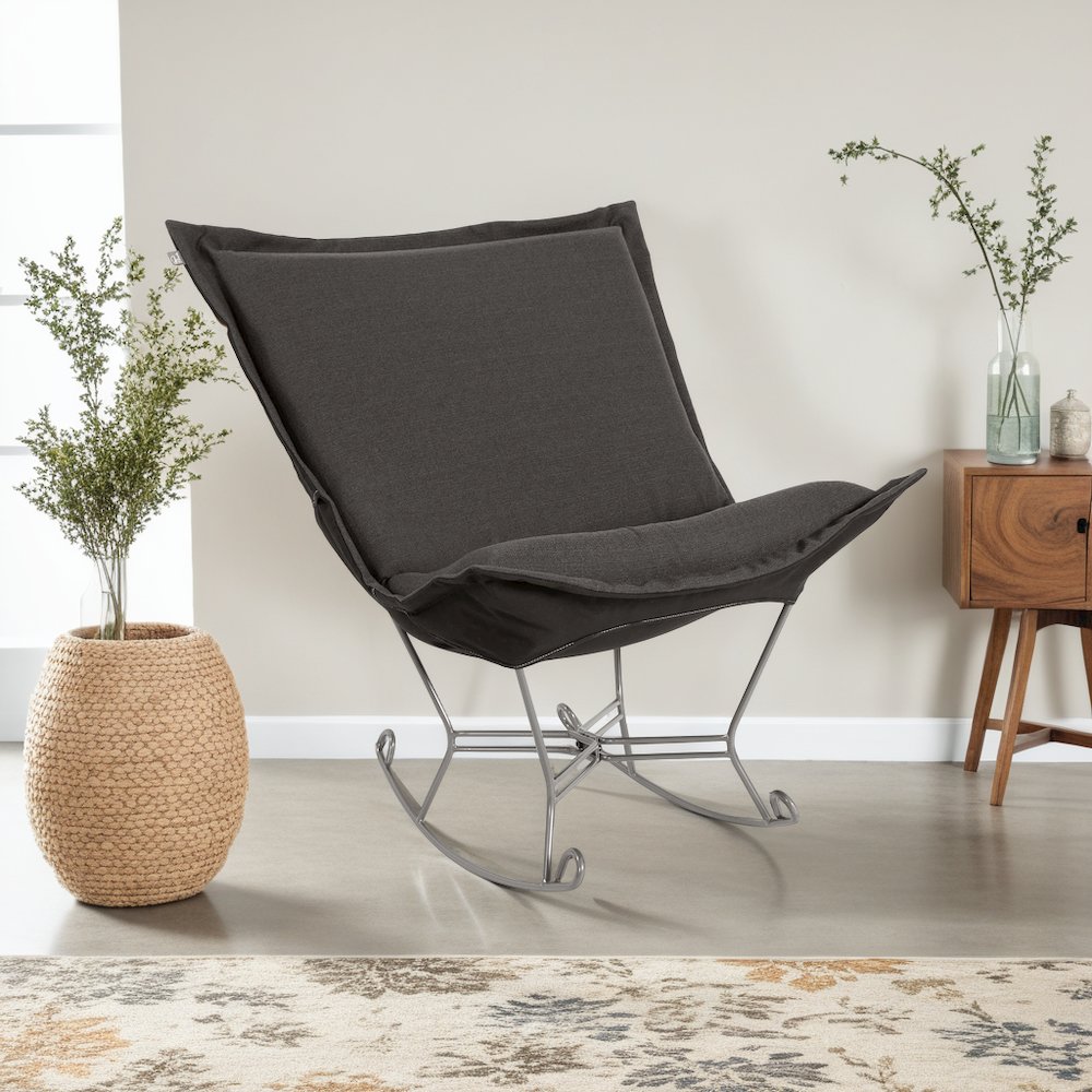 Scroll Puff Rocker Bella Pewter Titanium Frame. Picture 3