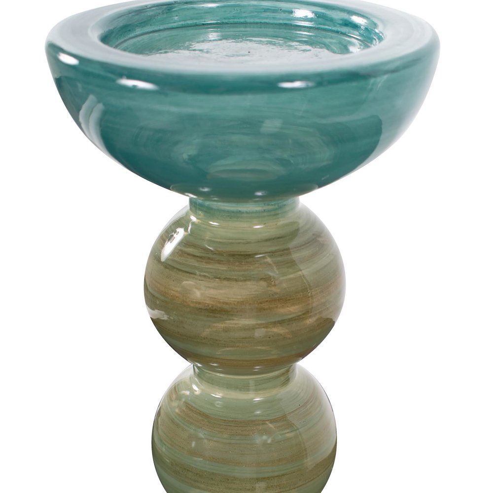 Capri Stripe Glass Candle Holder- Tall. Picture 3