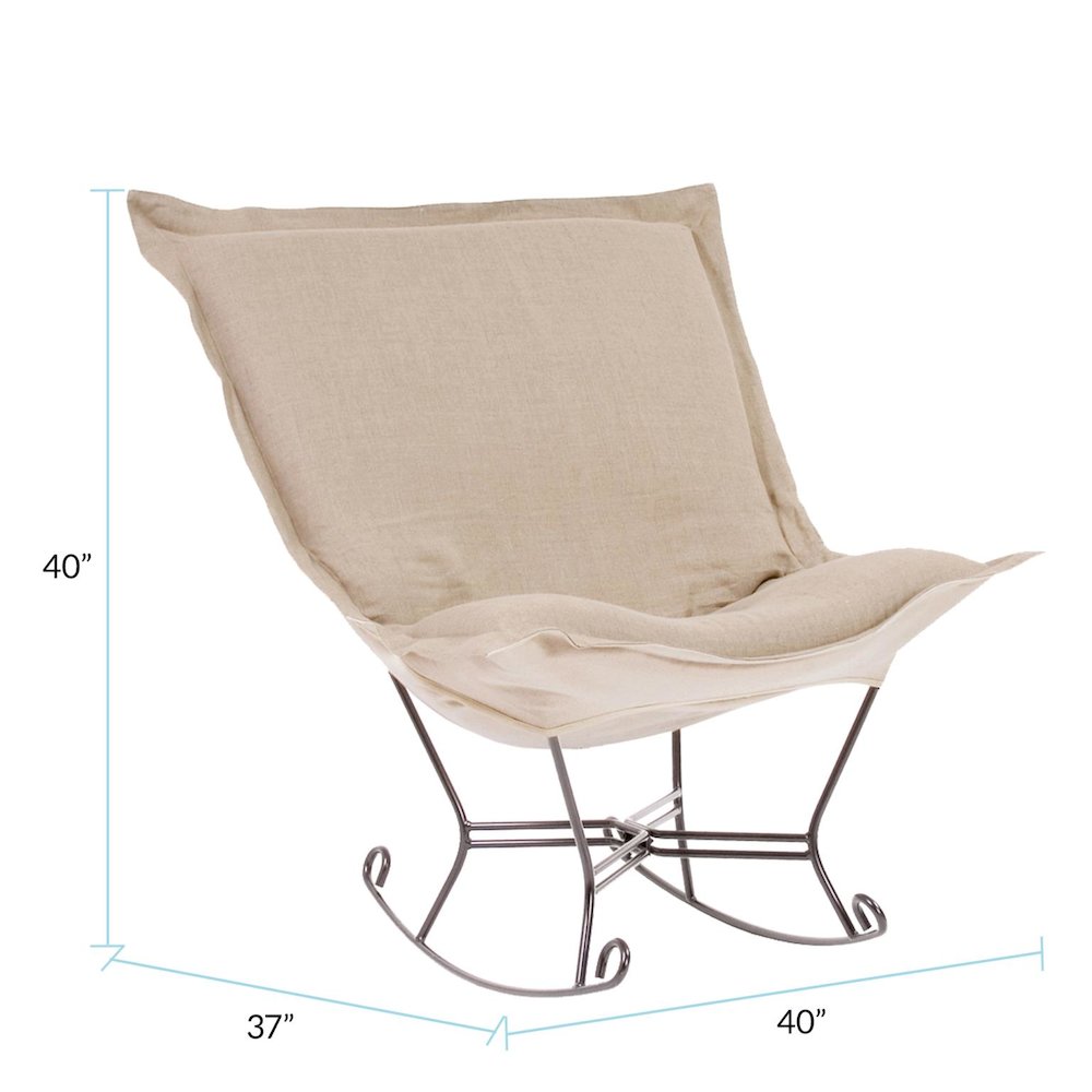 Scroll Puff Rocker Linen Slub Natural Titanium Frame. Picture 2