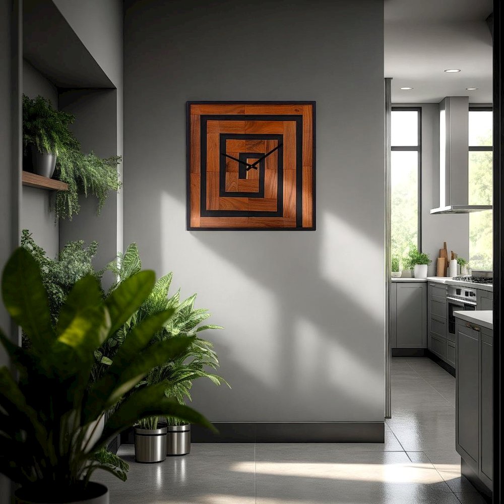 Helix Wooden Square Clock. Picture 9