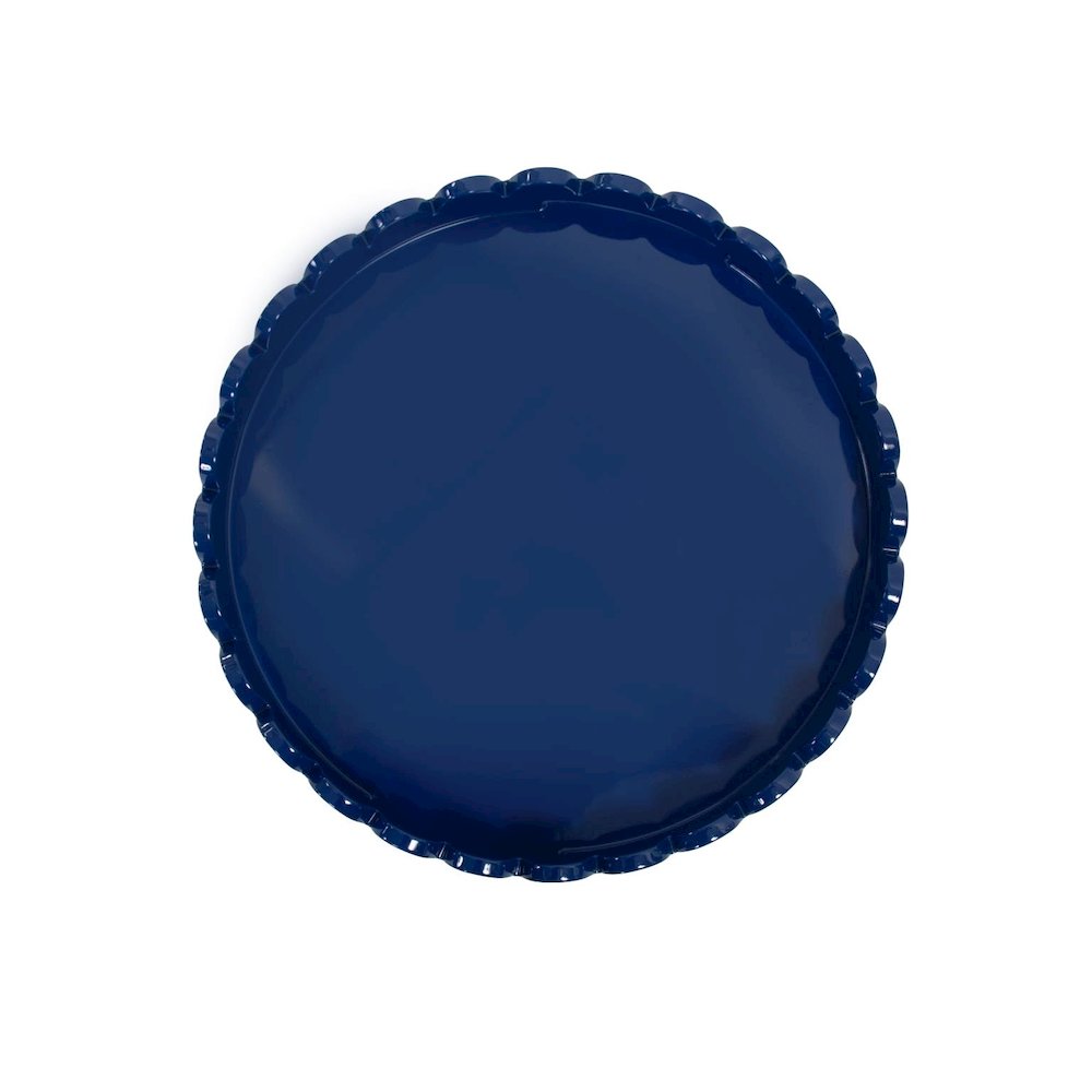 Round Scalloped Riviera Tray - Blue. Picture 3