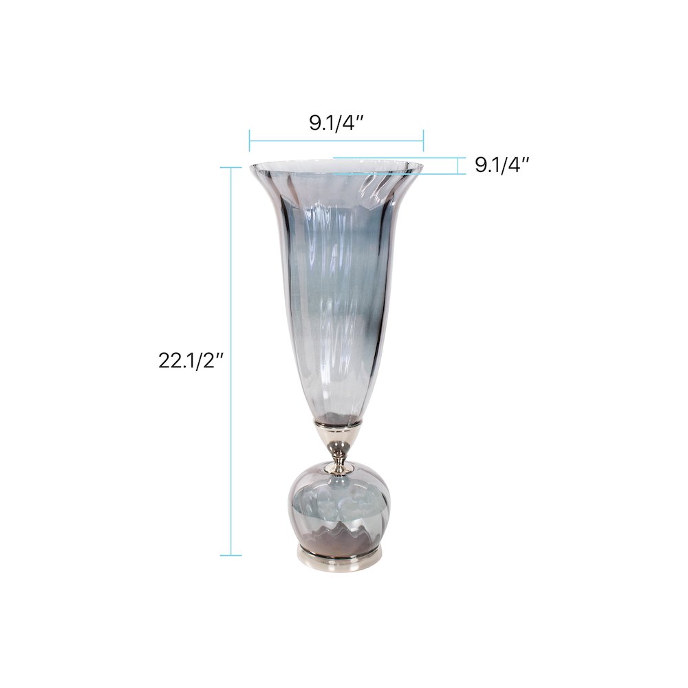 Ayers Smoked Glass Trumpet Vase Tall. Picture 8