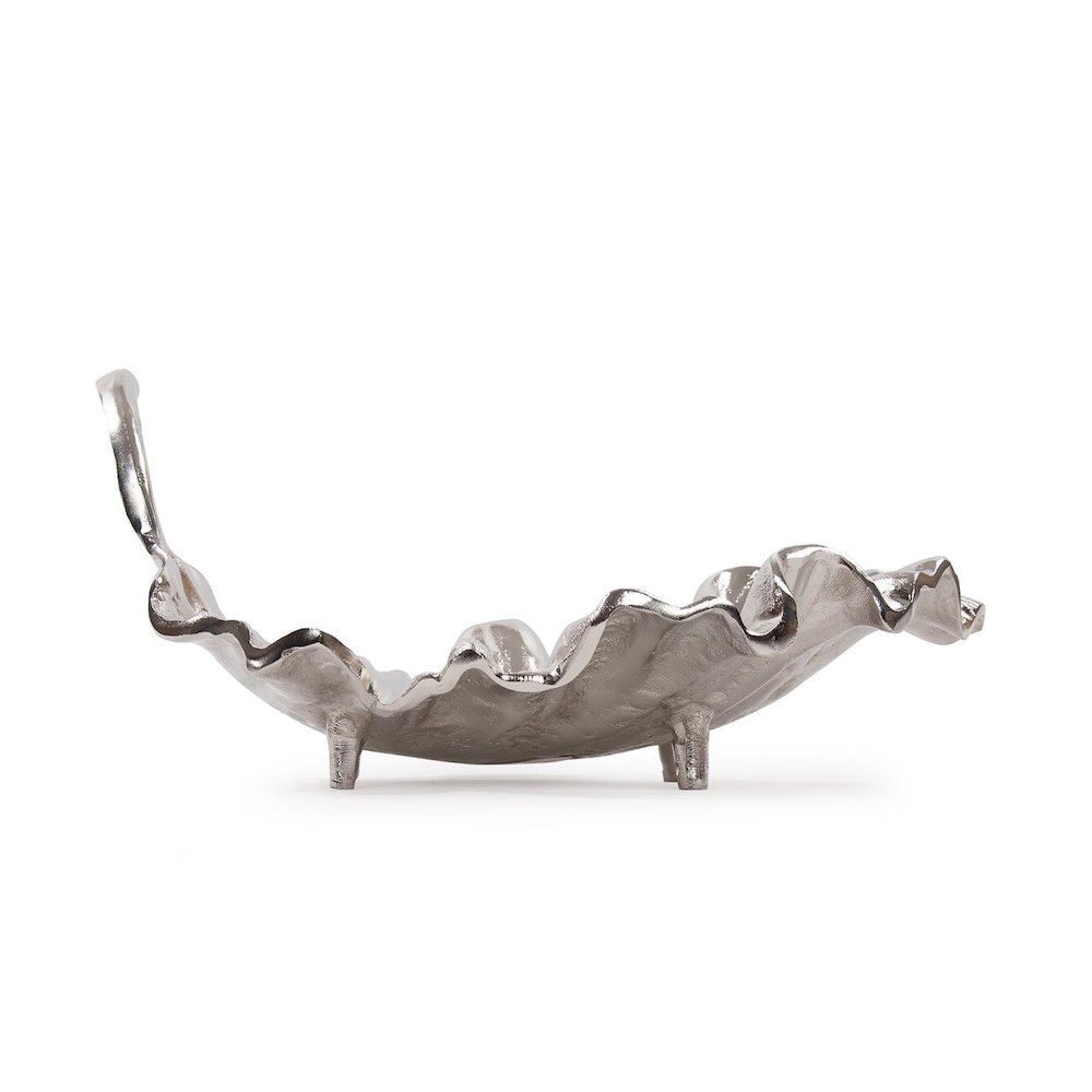 Calathea Leaf Polished Silver Sculpture- Large. Picture 2