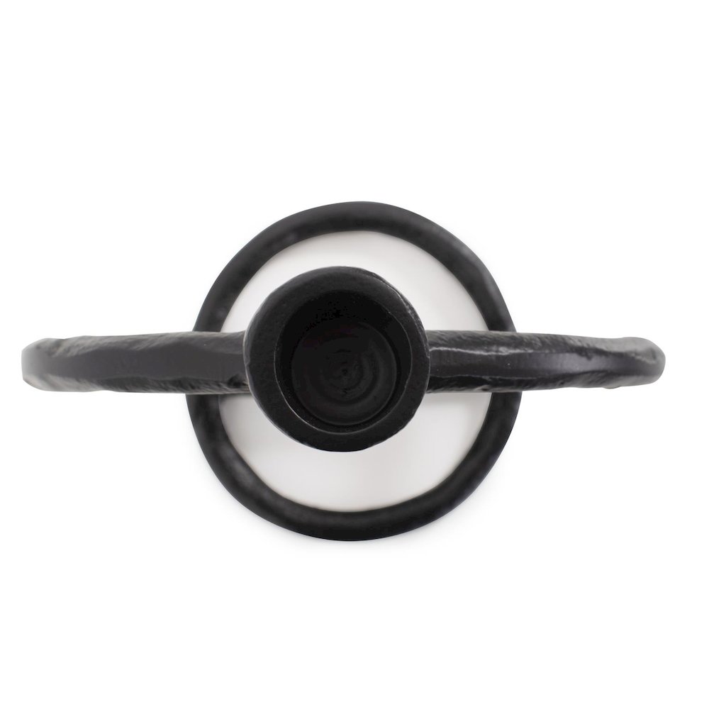 Single Circle Arman Aluminum Candlestick in Black. Picture 4
