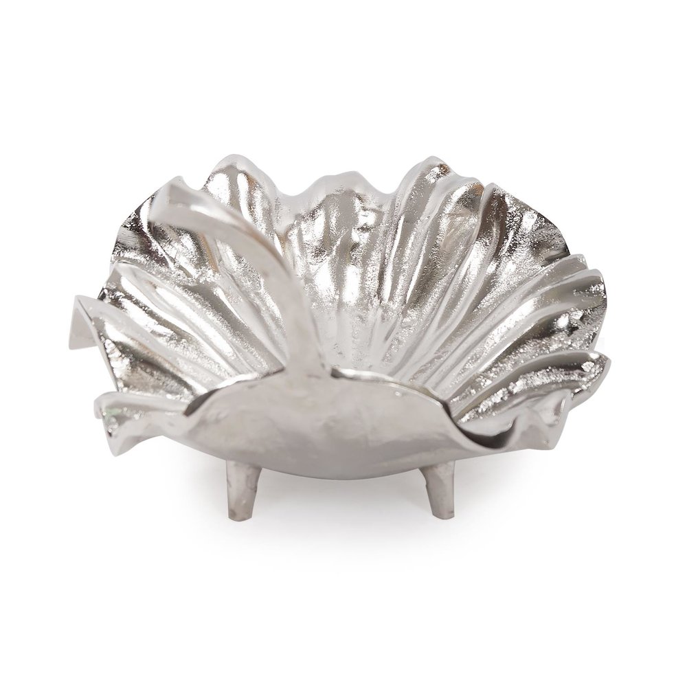 Calathea Leaf Polished Silver Sculpture- Large. Picture 5