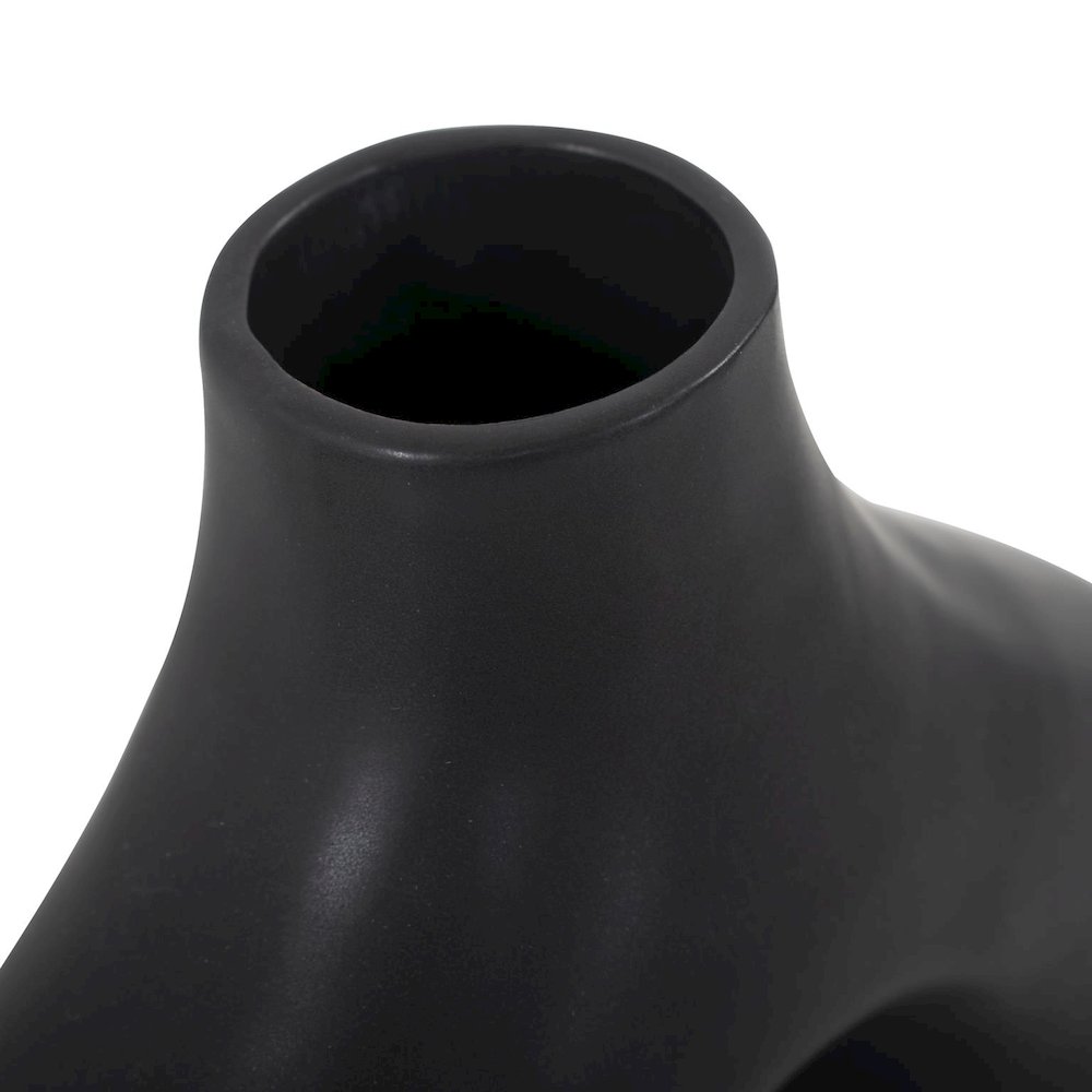 Beltram Black Modern Styled Ceramic Footed Vase. Picture 5